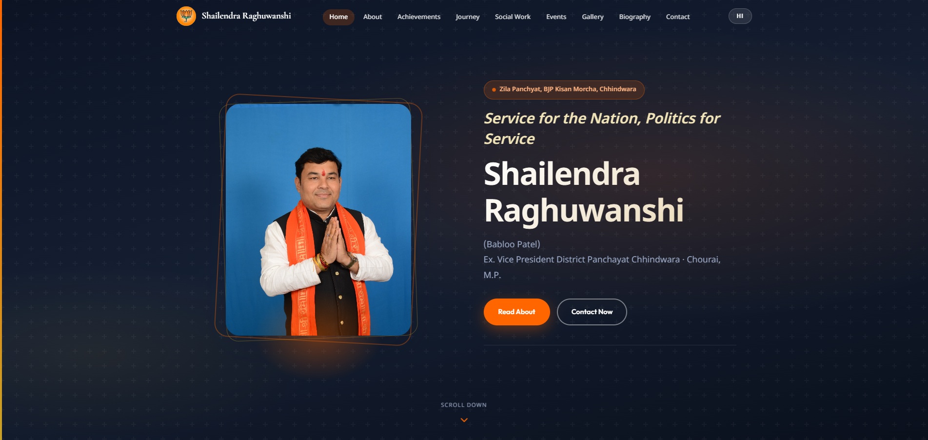 Shailendra Raghuwanshi Political and Social Service Portfolio Website